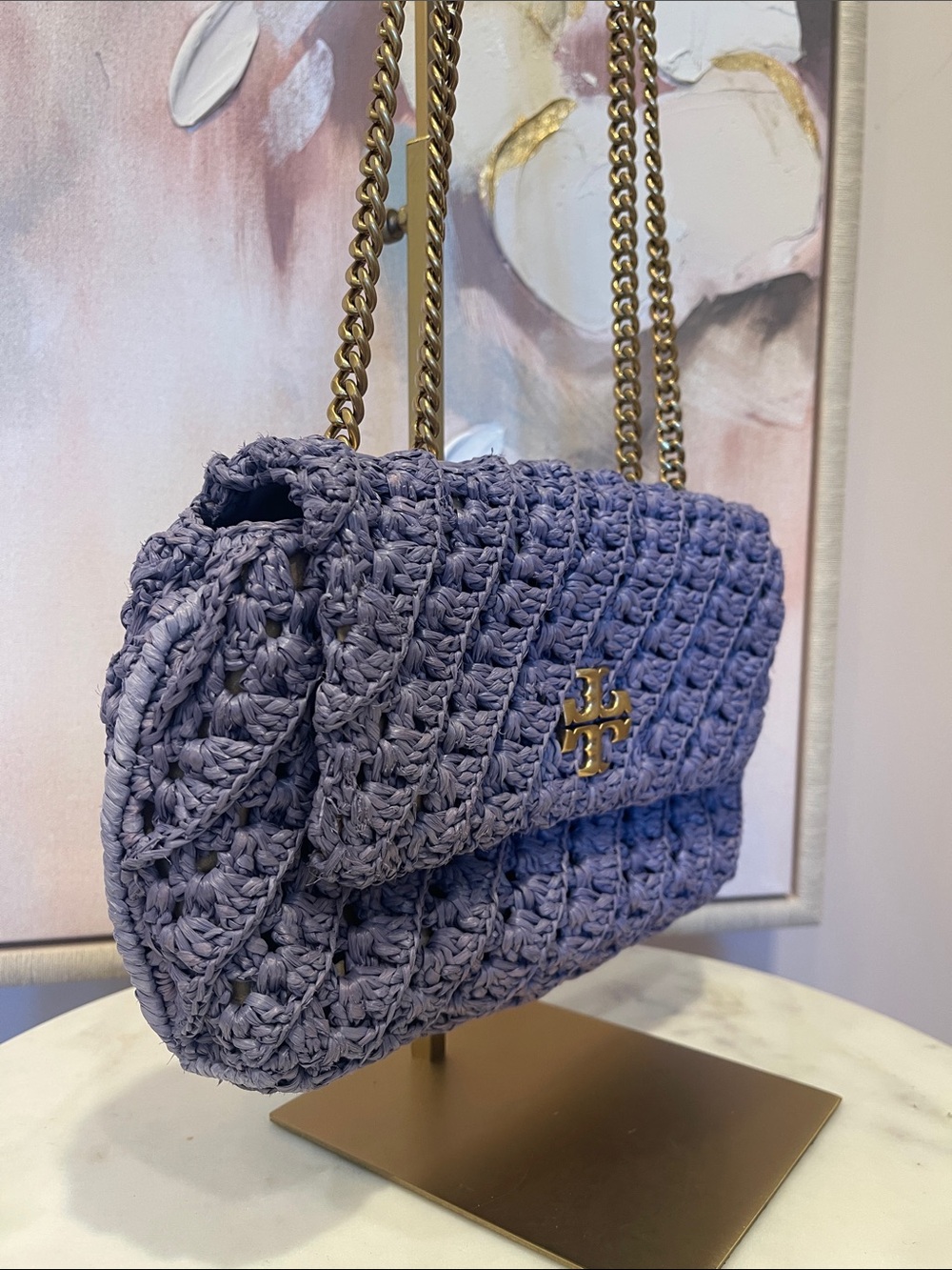 Tory Burch Kira Raffia Crossbody Bag in Purple - Picture 2 of 7